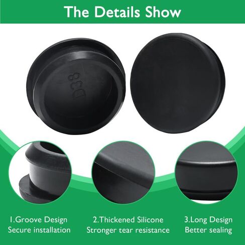 EASYEAH 4 PCS Silicone Rubber Plugs for Round Holes -2"(50.6mm) Black Snap in Locking Hole Plugs, Tube End Cap Cover, Soft Rubber Stopper for Bottles Kitchen & Industrial, Waterproof Sealing Plugs in Kuwait