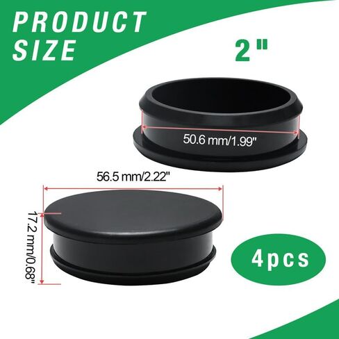 EASYEAH 4 PCS Silicone Rubber Plugs for Round Holes -2"(50.6mm) Black Snap in Locking Hole Plugs, Tube End Cap Cover, Soft Rubber Stopper for Bottles Kitchen & Industrial, Waterproof Sealing Plugs in Kuwait