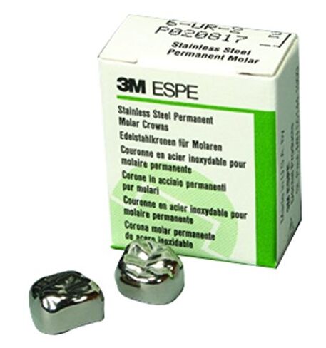 3M ESPE EUL2 التاج المولي الأساسي الثاني، الجزء العلوي الأيسر، الحجم 9.2، الفولاذ المقاوم للصدأ (عبوة من 5) in Kuwait