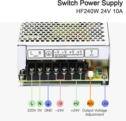 HF240W-SF-24 مفتاح إمداد الطاقة 110/220VAC إلى DC24V 10A للتحكم الصناعي/LED/المراقبة والطبية (24V 10A) in Kuwait