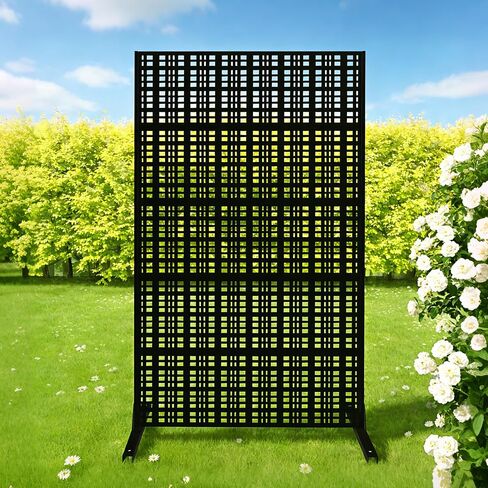 شاشة خصوصية معدنية، باللون الأسود، على طراز الشبكة، مقاس 72 بوصة ارتفاعًا × 43.3 بوصة عرضًا، ومقسم قائم بذاته للفناء والشرفة والحديقة in Kuwait