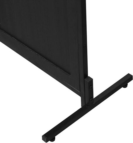 3 Panel Room Divider, 6 Ft Folding Privacy Screen, Black Wood with Metal Frame and Louver Design, Rustic Style in Kuwait