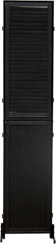 3 Panel Room Divider, 6 Ft Folding Privacy Screen, Black Wood with Metal Frame and Louver Design, Rustic Style in Kuwait