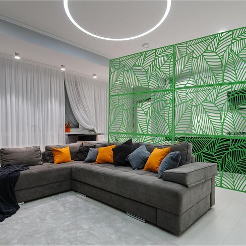 Metal Privacy Screen, Freestanding, Green, Leaf Pattern, 76" H x 48" W, for Deck, Patio, Balcony, Garden in Kuwait