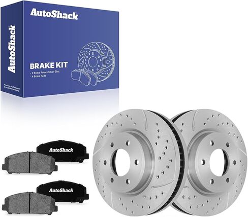 Autoshack Front Brake Kit Praking for Nissan Titan Armada 4WD RWD حفر ومزودة بالقرص المغطى بالقرص الإلكترونية دوارات الفرامل الخزفية السوداء 13.78 "350 مم SCDPR41508415081286 in Kuwait