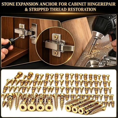 100PCS 6×14mm Short Expansion Screw Set for Cabinet Hinge Repair & Stripped Thread Restoration, Thread Repair Screws for Tile Stone Wood, More, Cabinet Hinge Repair & Stripped Thread Restoration in Kuwait