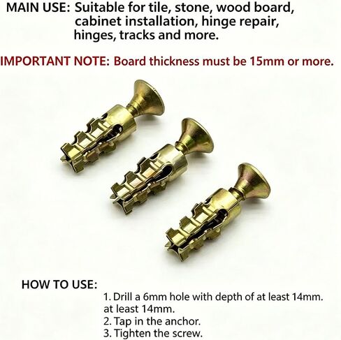 100PCS 6×14mm Short Expansion Screw Set for Cabinet Hinge Repair & Stripped Thread Restoration, Thread Repair Screws for Tile Stone Wood, More, Cabinet Hinge Repair & Stripped Thread Restoration in Kuwait