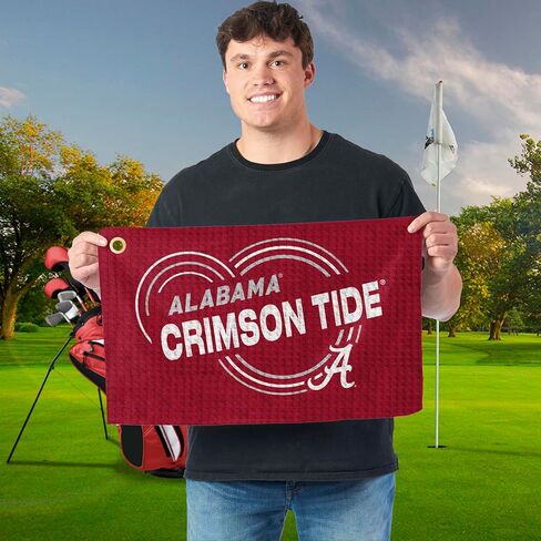 منشفة الجولف من Northwest NCAA Alabama Crimson Tide، نسيج وافل من الألياف الدقيقة مرخص رسميًا، ماص مقاس 16 × 25 بوصة، ملحق تنظيف النادي، تصميم قطرات in Kuwait