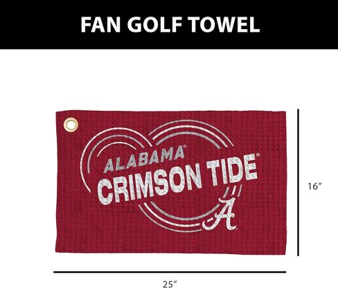 منشفة الجولف من Northwest NCAA Alabama Crimson Tide، نسيج وافل من الألياف الدقيقة مرخص رسميًا، ماص مقاس 16 × 25 بوصة، ملحق تنظيف النادي، تصميم قطرات in Kuwait