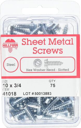 The Hillman Group 41018 Hex Washer Head Slotted Sheet Metal Screw, 10-Inch x 3/4-Inch, 75-Pack in Kuwait