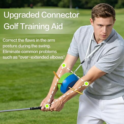 Upgraded Golf Training Aid Ball with Adjustable Lanyard, Golf Swing Trainer for Posture Correction Practice, Forearm Connection Swing Trainer Helps Train Proper Swing Mechanics, Arms Structure in Kuwait