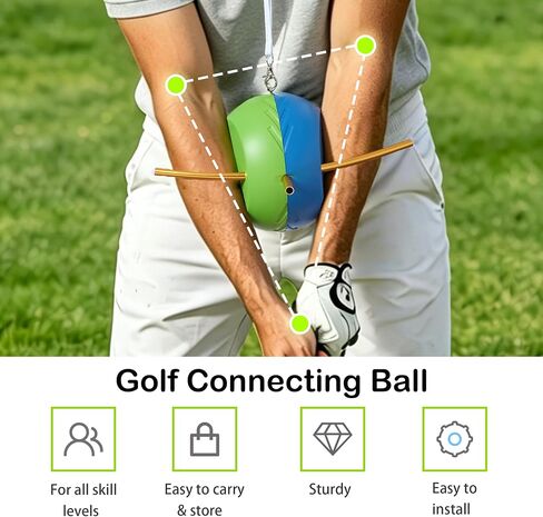 Upgraded Golf Training Aid Ball with Adjustable Lanyard, Golf Swing Trainer for Posture Correction Practice, Forearm Connection Swing Trainer Helps Train Proper Swing Mechanics, Arms Structure in Kuwait