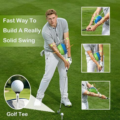 Upgraded Golf Training Aid Ball with Adjustable Lanyard, Golf Swing Trainer for Posture Correction Practice, Forearm Connection Swing Trainer Helps Train Proper Swing Mechanics, Arms Structure in Kuwait