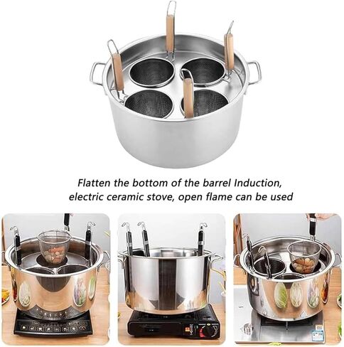 Pasta Cooker Pasta Cooker Insert Set Stainless Steel Pasta Pot with Lid Multifunctional Pasta Cooker with Divider and Colander Strainer Commercial Cooking Tool,3Holes,3Holes in Kuwait