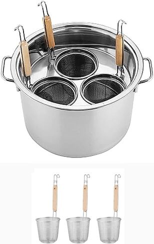 Pasta Cooker 3/4/5 Holes Commercial Stainess Steel Pasta Pot Cooker, Insert Set with Divider and Colander Strainer Stockpots for Home Kitchen Restaurant,C,5 Holes,D-3 Holes in Kuwait