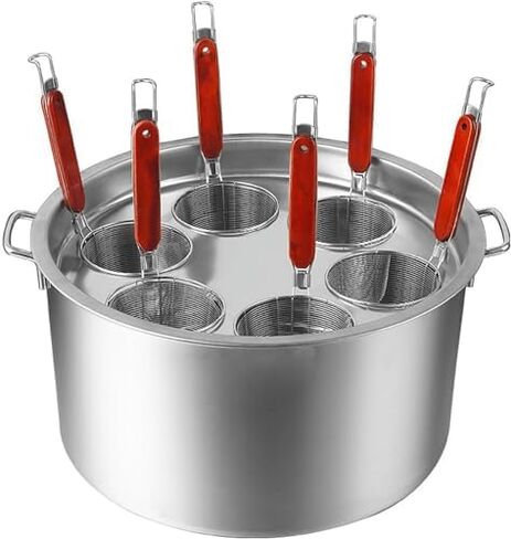 Stainless Steel Pasta Cooker Insert with Strainer Basket - Multi-Pot Cooking Tool for Noodles, Dumplings Pasta - Perfect for Home and Restaurant Kitchens,4 Holes in Kuwait