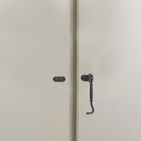 UKCOCO Black Stainless Steel Hook Latch Door Lock 4 Inch with Dual Purpose Function and Easy Installation for Window and Door Security in Kuwait