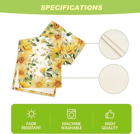 Artoid Mode Eucalyptus Sunflower Floral Summer Table Runner, Yellow Seasonal Spring Kitchen Dining Table Decoration for Home Party Decor 13x72 Inch in Kuwait
