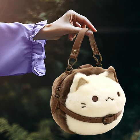 Cute Cat Plush Bag with Zipper Closure Fashion Stuffed Animals Bag for Women in Kuwait