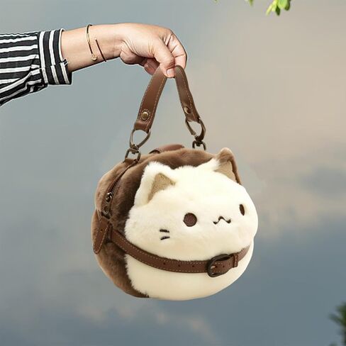 Cute Cat Plush Bag with Zipper Closure Fashion Stuffed Animals Bag for Women in Kuwait