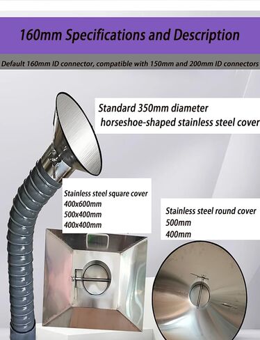 Duct Hose Industrial Fume Extractor Hose, Flexible Fume Extraction Arm Tube, Articulated Dust Collection Hoses for Smoke/Dust Removing(14x100cm) in Kuwait