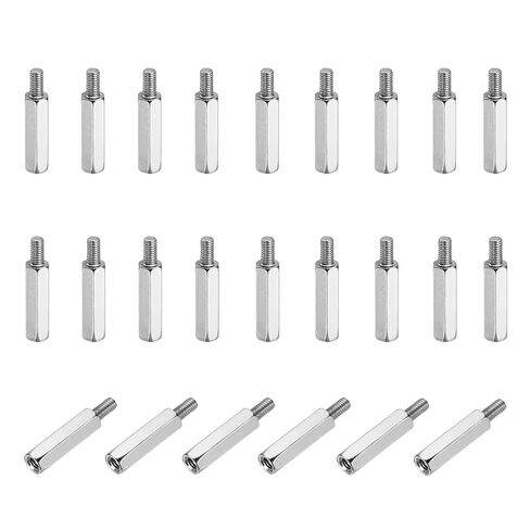 PATIKIL 48pcs M4x30mm+6mm ذكر أنثى سداسي المواجهة، النيكل مطلي الحديد PCB اللوحة الأم فاصل مواجهات لحالات الكمبيوتر لوحات الدوائر FPV الطائرة بدون طيار كوادكوبتر، فضي in Kuwait