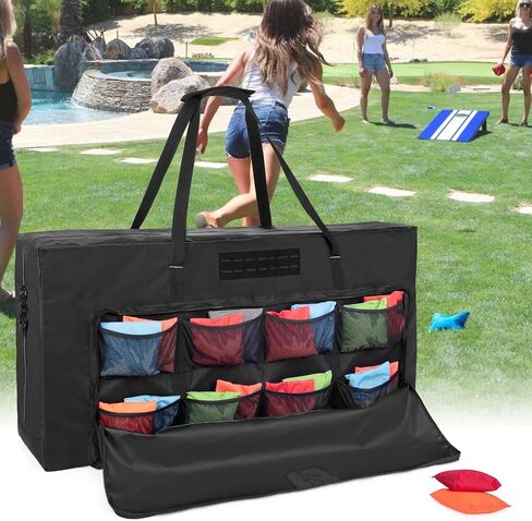 حقيبة حمل GOBUROS Cornhole تناسب لوحة الحجم التنظيمية، حقيبة حمل Cornhole مع جيوب أمامية لأكياس الرمل، سحاب ثنائي الاتجاه وحزام كتف مبطن، حقيبة فقط in Kuwait