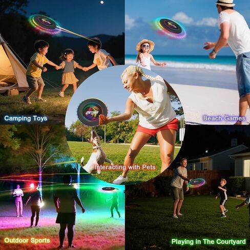قرص طائر مضيء - 16 مليون لون، 48 مصباح LED و13 وضع إضاءة، قرص طائر LED للبالغين والأطفال والمراهقين، حلقة طيران تتوهج في الظلام، هدية عيد ميلاد للحفلات، لعمر 6 سنوات فما فوق in Kuwait