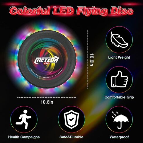 قرص طائر مضيء - 16 مليون لون، 48 مصباح LED و13 وضع إضاءة، قرص طائر LED للبالغين والأطفال والمراهقين، حلقة طيران تتوهج في الظلام، هدية عيد ميلاد للحفلات، لعمر 6 سنوات فما فوق in Kuwait
