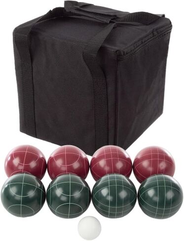 الحجم التنظيمي لمجموعة كرات Bocce - لعبة العشب للفناء الخلفي أو الشاطئ - تتضمن كرات Bocce باللونين الأحمر والأخضر، وبالينو، وحقيبة حمل من Trademark Games in Kuwait