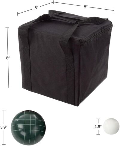 الحجم التنظيمي لمجموعة كرات Bocce - لعبة العشب للفناء الخلفي أو الشاطئ - تتضمن كرات Bocce باللونين الأحمر والأخضر، وبالينو، وحقيبة حمل من Trademark Games in Kuwait