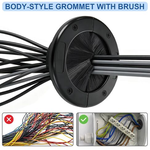 Fasmov 2 Pack 4" Round Brush Grommet, Large Split Design for Raised Floor, Cable & Airflow Management, Secure Screw Fittings for Home, Data Center, Wall & Floor Use in Kuwait