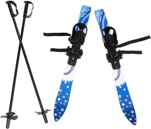 Set Kids Skis and Poles Beginner Snow Skis Blue Snow Ski Set for 2-8 Years Old Kids Lightweight Sturdy Skiing Equipment Outdoor Grass Sand Skiing in Kuwait