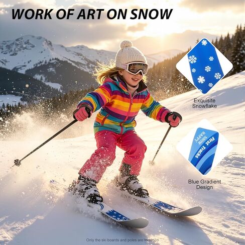 Set Kids Skis and Poles Beginner Snow Skis Blue Snow Ski Set for 2-8 Years Old Kids Lightweight Sturdy Skiing Equipment Outdoor Grass Sand Skiing in Kuwait