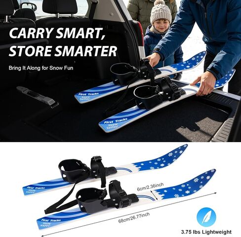 Set Kids Skis and Poles Beginner Snow Skis Blue Snow Ski Set for 2-8 Years Old Kids Lightweight Sturdy Skiing Equipment Outdoor Grass Sand Skiing in Kuwait