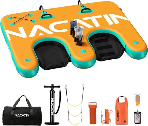 Inflatable Floating Dock, Portable Inflatable Island Platform, with Air Pump, Repair Kit & Carry Bag, Inflatable Dock Platform for Swimming, Lake, Pool, Beach in Saudi Arabia