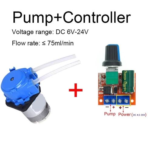 مضخة تمعجية صغيرة قابلة للتعديل DC6V-12V لجرعات السائل - مثالية لحوض السمك والمختبر وأخذ عينات الحبر (الاتحاد الأوروبي، 12 فولت) in Kuwait