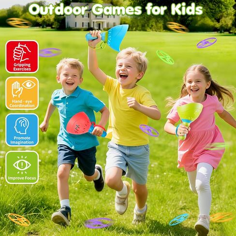 Outdoor Toys for Kids Ages 4-8, 4 Packs Flying Catching Game, Outside Manual Capture Chasing Toys for Ages 3-7, Fun Family Games for Boys Girls Ages 2 3 4 5 6 in Kuwait