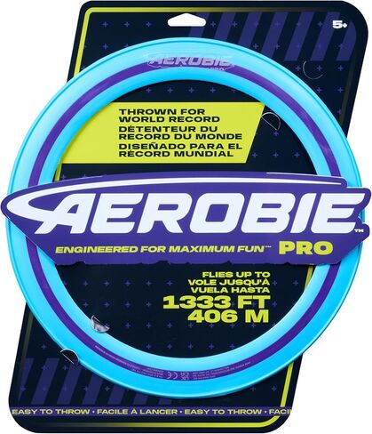 قرص طائر خارجي من Aerobie Pro Ring، حلقة طيران لحفلات الأطفال وألعاب الفناء الخلفي، أفكار هدايا للأولاد المراهقين، ألعاب أطفال للأعمار من 5 سنوات فما فوق، أزرق، 35.56 سم in Kuwait