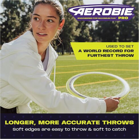 قرص طائر خارجي من Aerobie Pro Ring، حلقة طيران لحفلات الأطفال وألعاب الفناء الخلفي، أفكار هدايا للأولاد المراهقين، ألعاب أطفال للأعمار من 5 سنوات فما فوق، أزرق، 35.56 سم in Kuwait