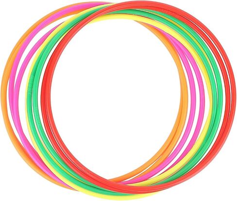 12-Pack Plastic Toss Rings Set - 9.4 Inch Colorful Outdoor & Indoor Carnival Games for Kids & Adults - Perfect for Backyard, Garden, Party, Festival, and Wedding Entertainment in Kuwait