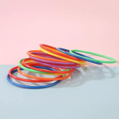 12-Pack Plastic Toss Rings Set - 9.4 Inch Colorful Outdoor & Indoor Carnival Games for Kids & Adults - Perfect for Backyard, Garden, Party, Festival, and Wedding Entertainment in Kuwait