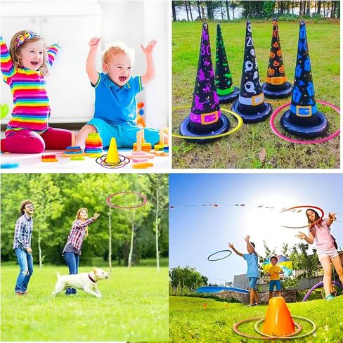 12-Pack Plastic Toss Rings Set - 9.4 Inch Colorful Outdoor & Indoor Carnival Games for Kids & Adults - Perfect for Backyard, Garden, Party, Festival, and Wedding Entertainment in Kuwait