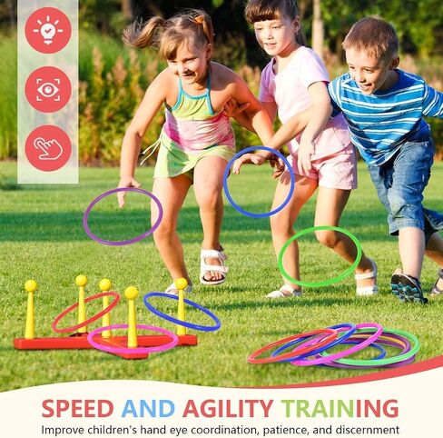 12-Pack Plastic Toss Rings Set - 9.4 Inch Colorful Outdoor & Indoor Carnival Games for Kids & Adults - Perfect for Backyard, Garden, Party, Festival, and Wedding Entertainment in Kuwait