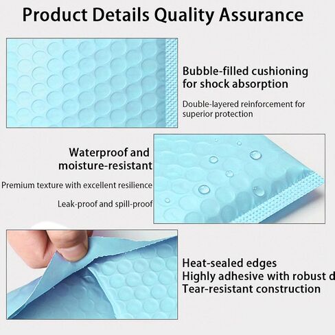 20 Pcs Blue Polyethylene Bubble Mailers, 7 * 5 Inches - Padded Shipping Envelopes For Small Business Packaging And Mailing Supplies, Small Bubble Mailers in Kuwait