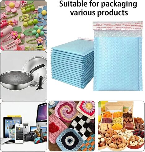 20 Pcs Blue Polyethylene Bubble Mailers, 7 * 5 Inches - Padded Shipping Envelopes For Small Business Packaging And Mailing Supplies, Small Bubble Mailers in Kuwait