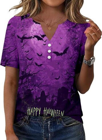 Halloween Shirts for Women 2026 Vintage Casual Holiday Button Down Tops in Kuwait