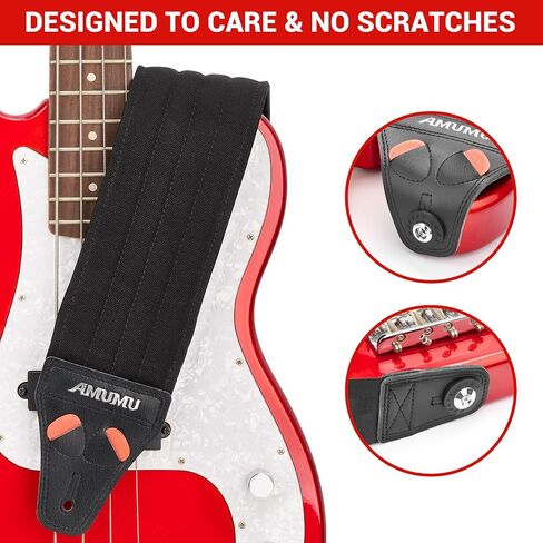 حزام Amumu AIRCELL Bass & Guitar 3.5 بوصة فائق العرض - 0.7 بوصة وسائد خلية هوائية محدبة ثلاثية الأبعاد سميكة قابلة للتنفس - حشوة من النيوبرين - راحة مخصصة - طول قابل للتعديل 48 بوصة - 63 بوصة (طويل) in Kuwait
