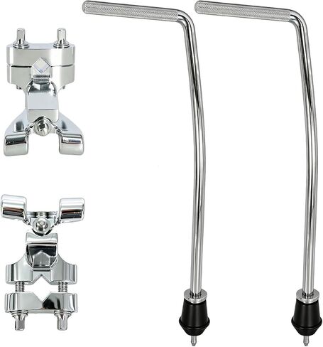 RANMING Bass Drum Spurs Legs بدون حفر أرجل طبلة ركلة قابلة للتعديل مع أقدام مزدوجة الوضع (سبايك وأقدام مطاطية) - مشبك بديل للخدمة الشاقة لأطواق طبلة الجهير مثالية للأداء والممارسة in Kuwait