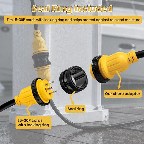 Marine Shore Power Adapter Cable, 50 Amp SS2-50P to 30 Amp L5-30R, 125/250V Male Plug to 125V Twist Lock Female, ETL Listed Boat Shore Power Converter, 10AWG STW, 1.5FT in Kuwait